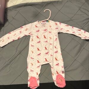Magnetic Me Pink and White Animal Print Footie